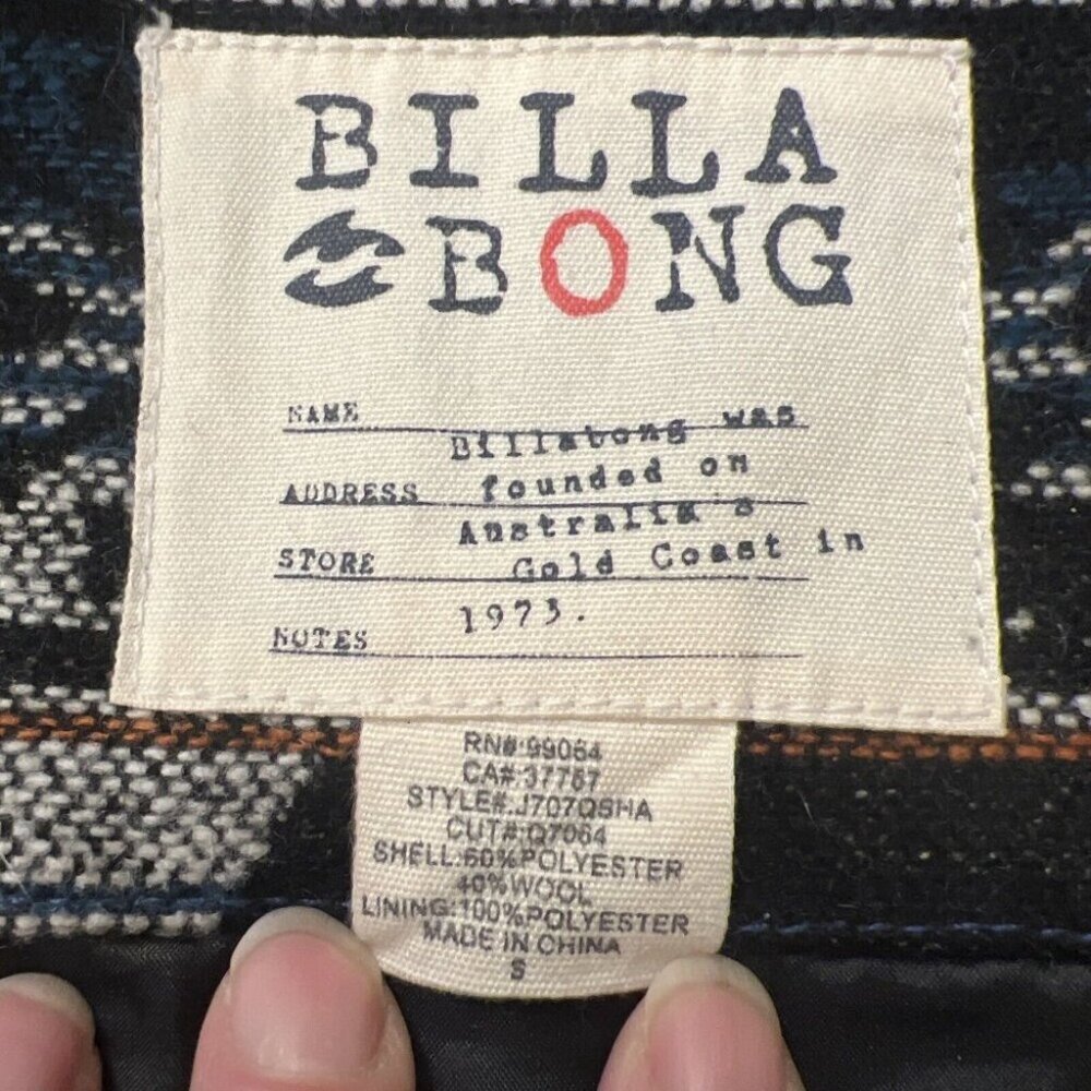 Billabong Womens Aztec Print‎ Snap Up Small Jacket Southwest High Neck Wool Coat - Picture 6 of 11